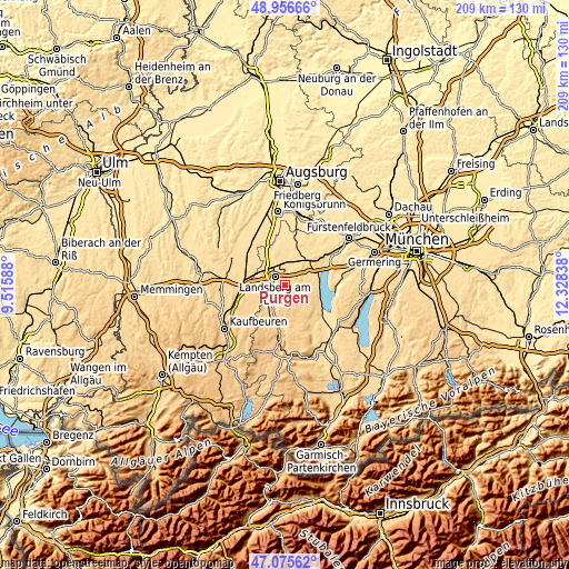 Topographic map of Pürgen