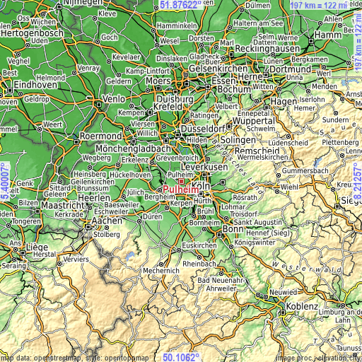 Topographic map of Pulheim