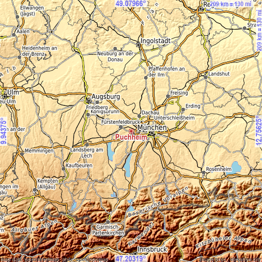 Topographic map of Puchheim