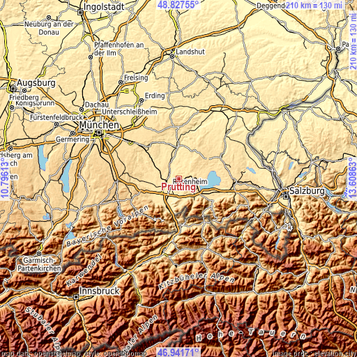 Topographic map of Prutting