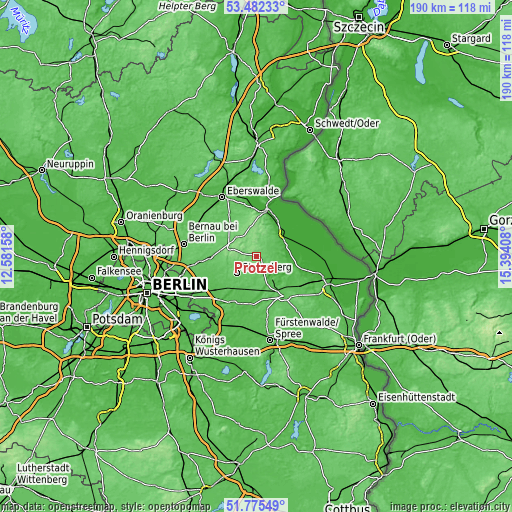 Topographic map of Prötzel