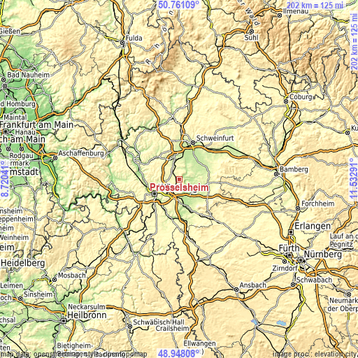 Topographic map of Prosselsheim