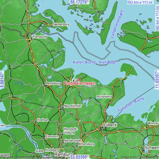 Topographic map of Probsteierhagen