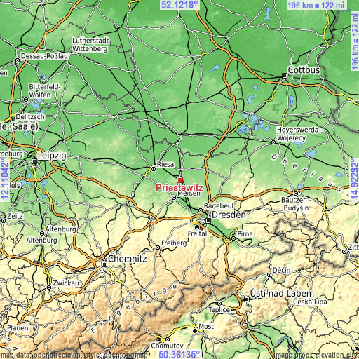 Topographic map of Priestewitz