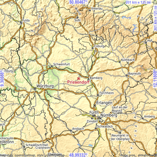 Topographic map of Priesendorf