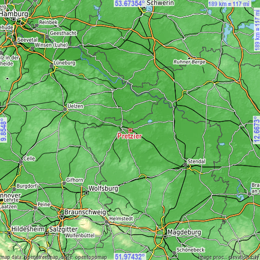 Topographic map of Pretzier