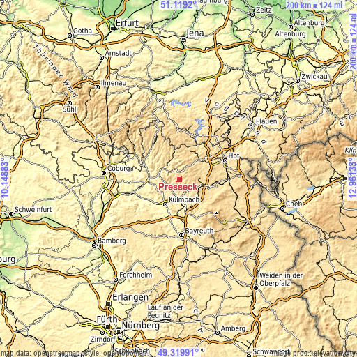 Topographic map of Presseck