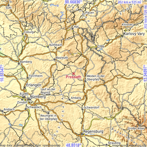 Topographic map of Pressath