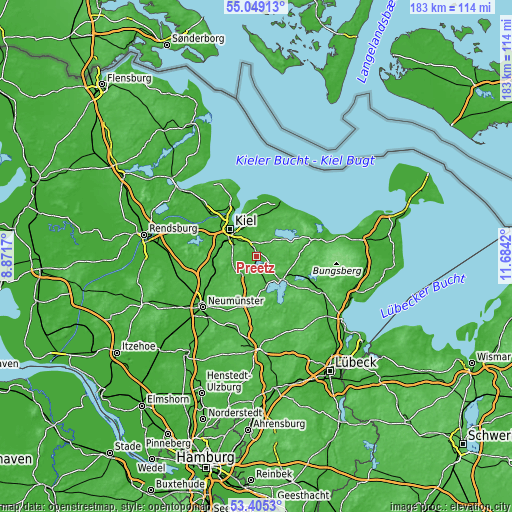 Topographic map of Preetz