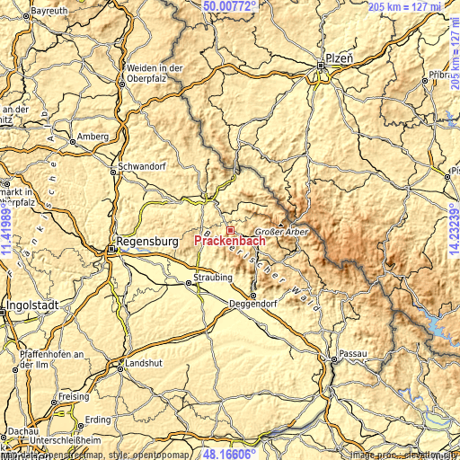 Topographic map of Prackenbach