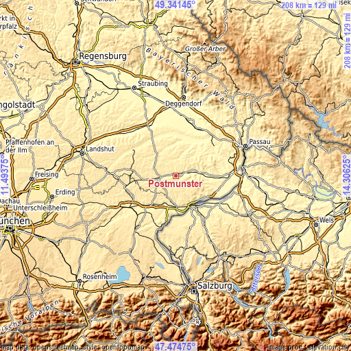 Topographic map of Postmünster