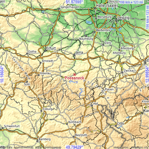 Topographic map of Pößneck