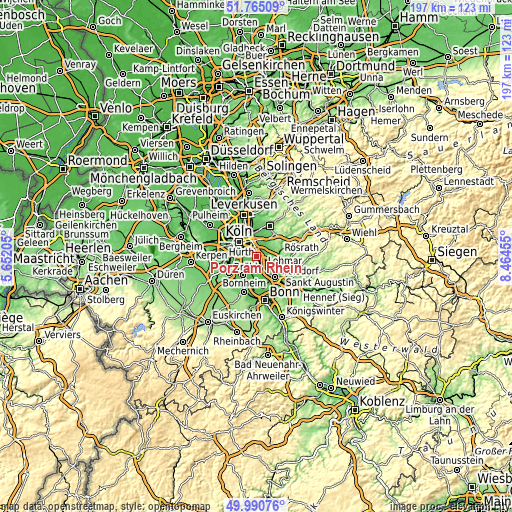Topographic map of Porz am Rhein