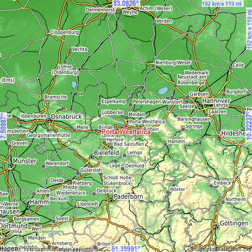 Topographic map of Porta Westfalica