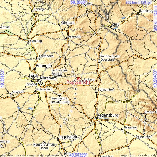 Topographic map of Poppenricht