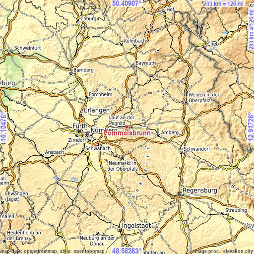 Topographic map of Pommelsbrunn