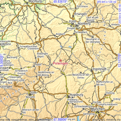 Topographic map of Polsingen