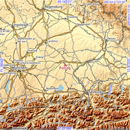 Topographic map of Polling