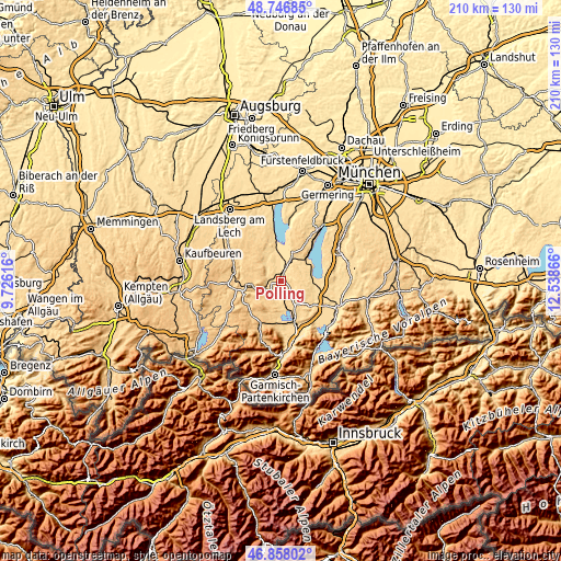 Topographic map of Polling