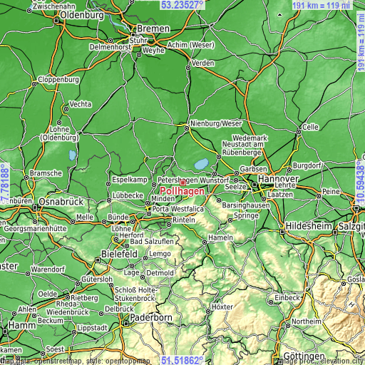 Topographic map of Pollhagen