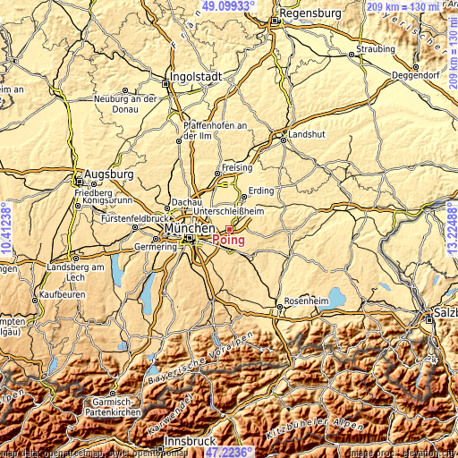 Topographic map of Poing
