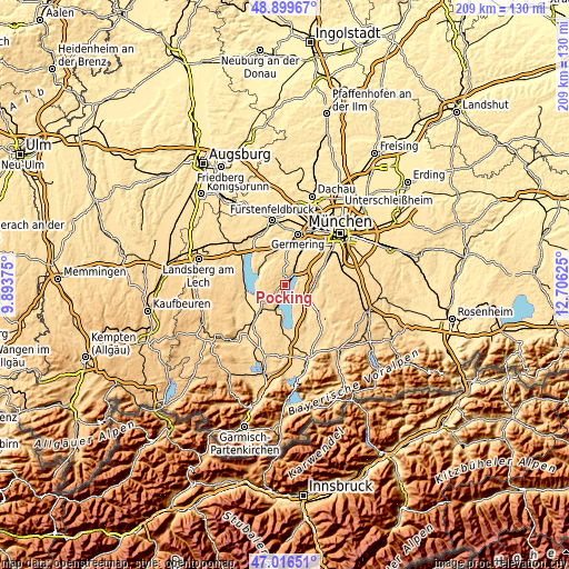 Topographic map of Pöcking