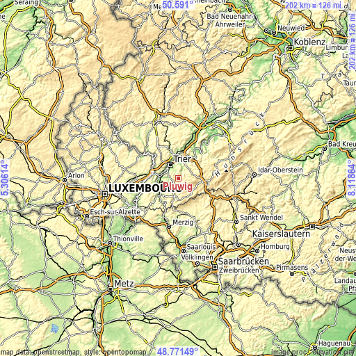 Topographic map of Pluwig