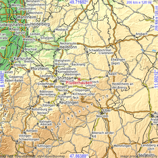 Topographic map of Plüderhausen