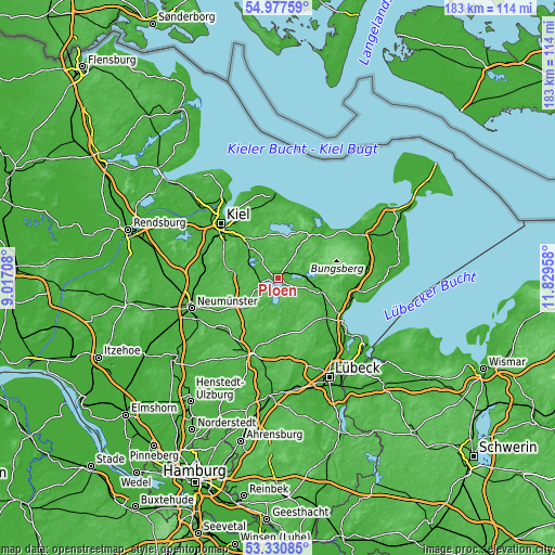 Topographic map of Plön