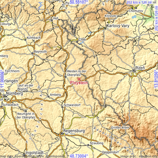 Topographic map of Pleystein