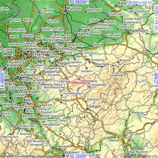 Topographic map of Plettenberg