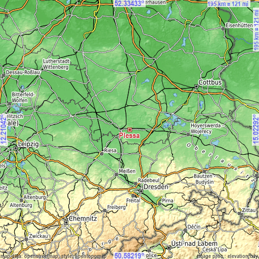 Topographic map of Plessa