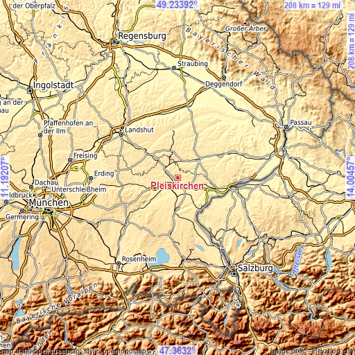 Topographic map of Pleiskirchen