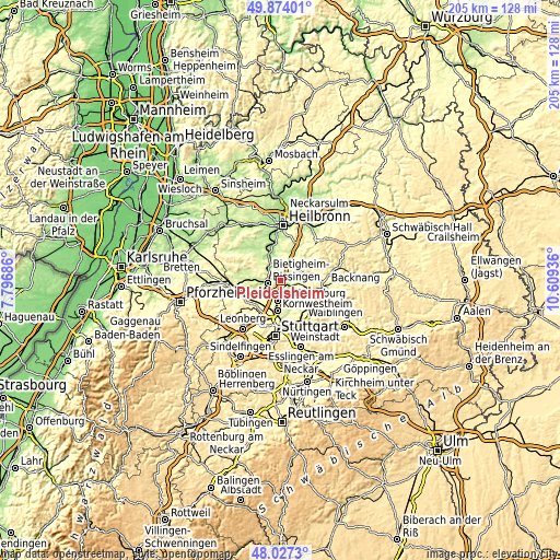 Topographic map of Pleidelsheim