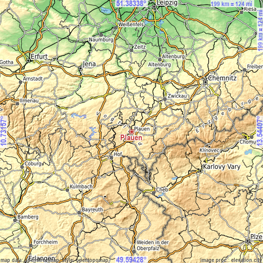 Topographic map of Plauen