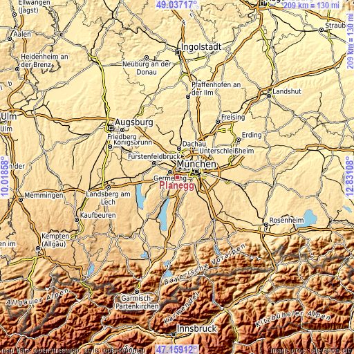 Topographic map of Planegg