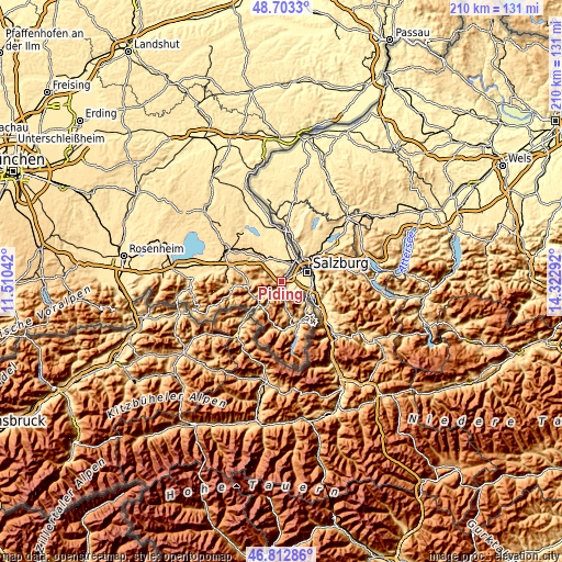 Topographic map of Piding