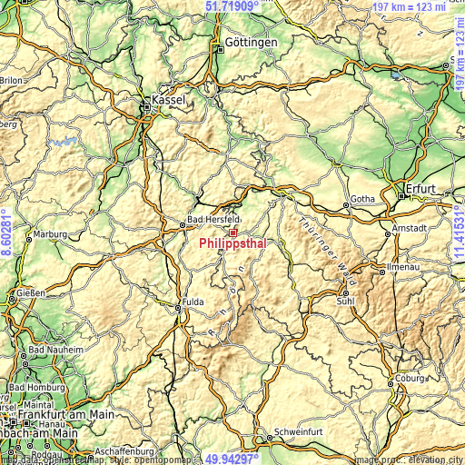 Topographic map of Philippsthal