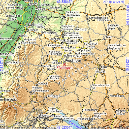 Topographic map of Pfullingen