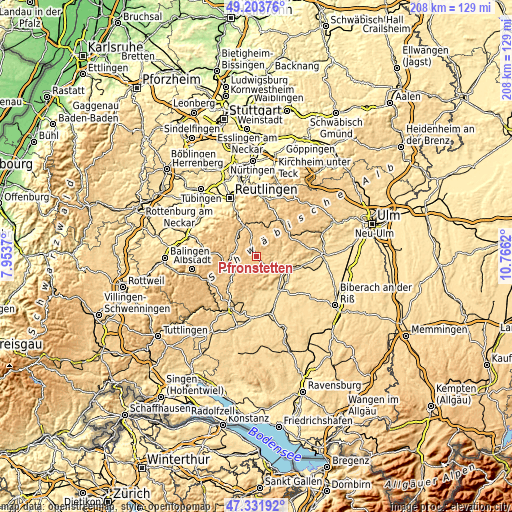 Topographic map of Pfronstetten
