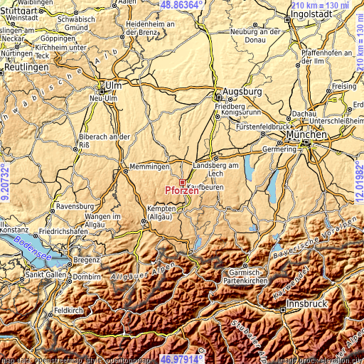 Topographic map of Pforzen