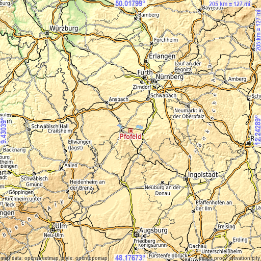 Topographic map of Pfofeld