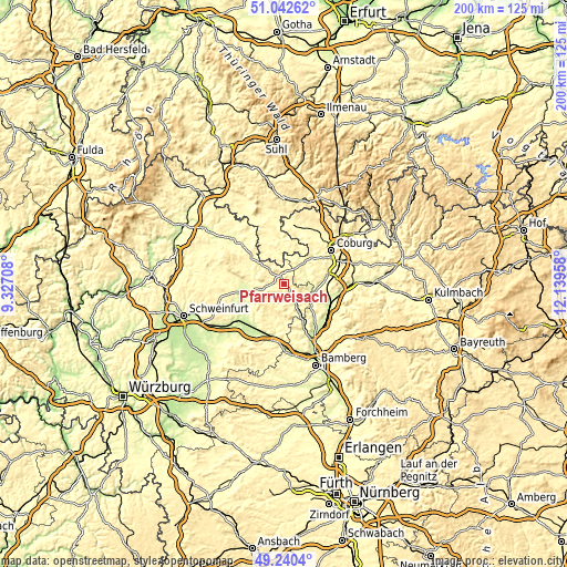 Topographic map of Pfarrweisach