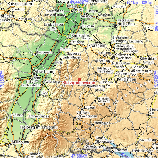 Topographic map of Pfalzgrafenweiler