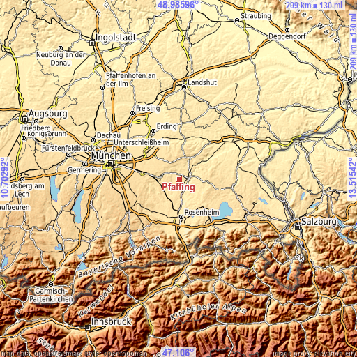 Topographic map of Pfaffing