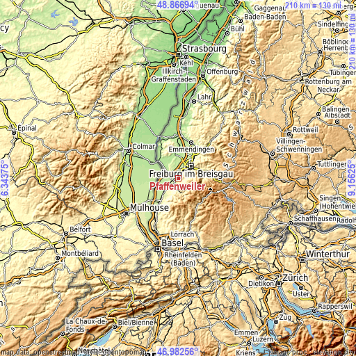 Topographic map of Pfaffenweiler