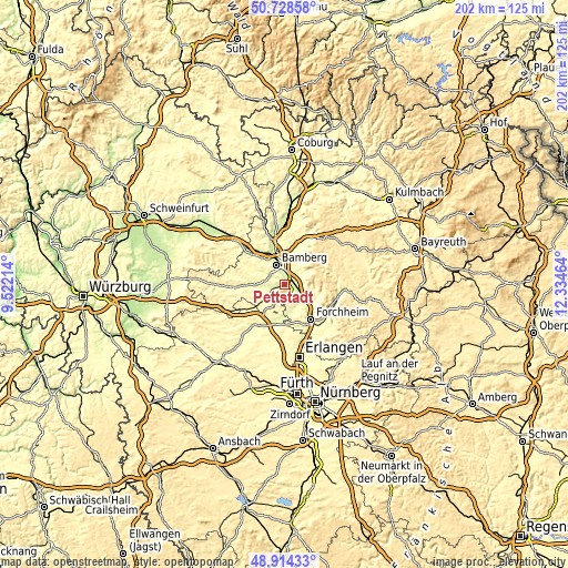 Topographic map of Pettstadt