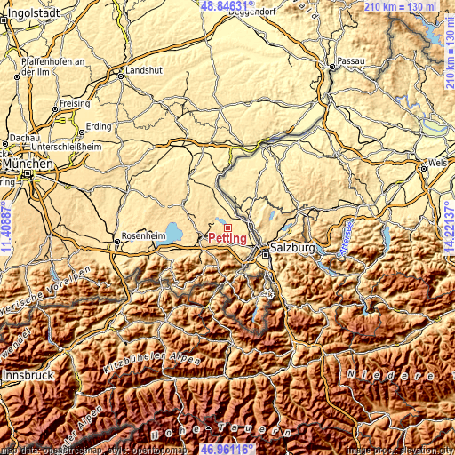 Topographic map of Petting