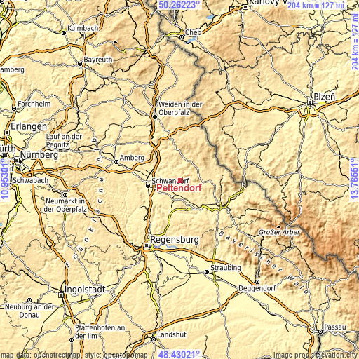 Topographic map of Pettendorf