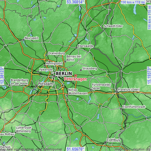 Topographic map of Petershagen